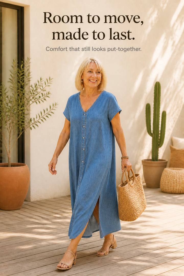 Wearbella – OverStorlek Klänning Koszulowa w Stilu Denim
