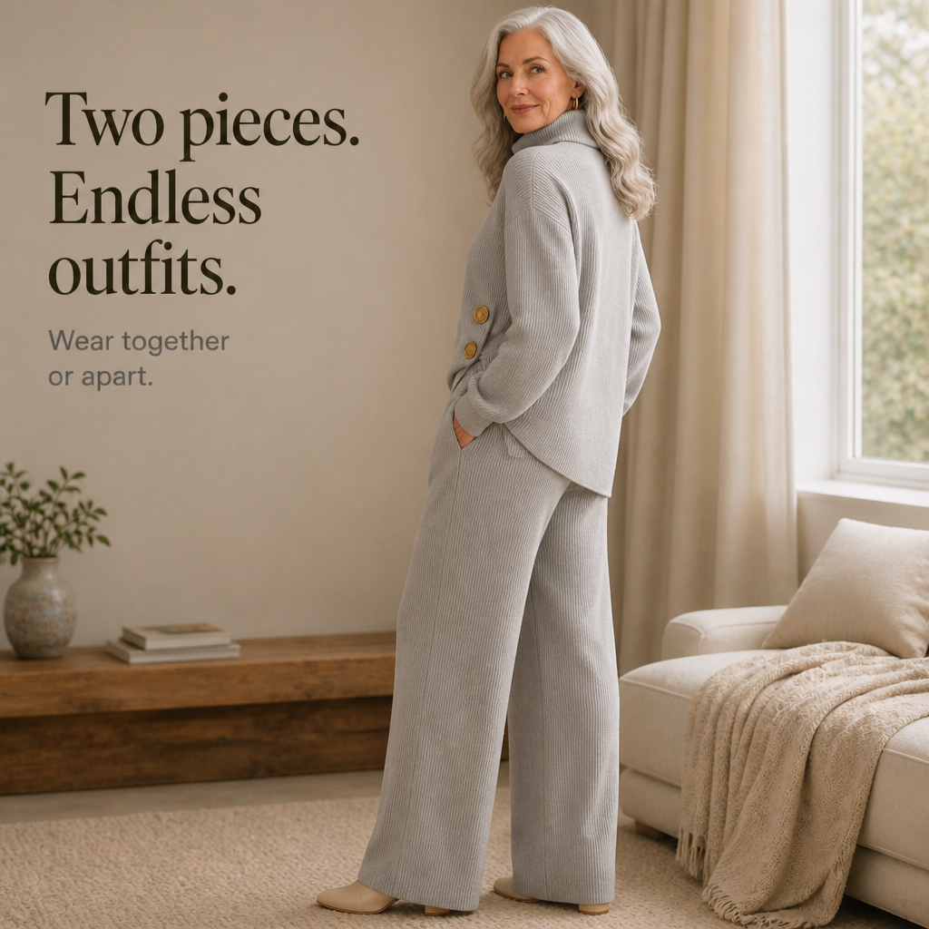 Wearbella – Set dzianinowy z asymetrycznym dołem i golfem
