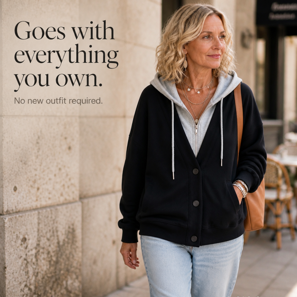 Layerelle – Färgowy Blokowany Hoodie z Faux-Warstwą i Urringning w V-ringning
