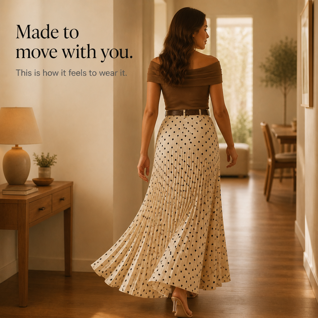 Wearbella – Kjol midi w kropki z plisami i form av litery A