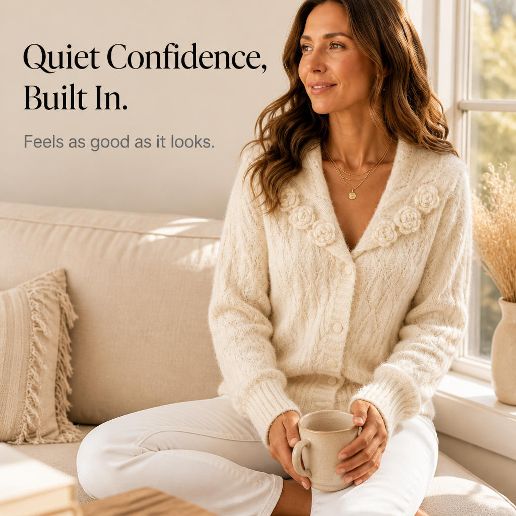 Florabelle Knit – Kofta w blommig mönster 3D z dzianiny