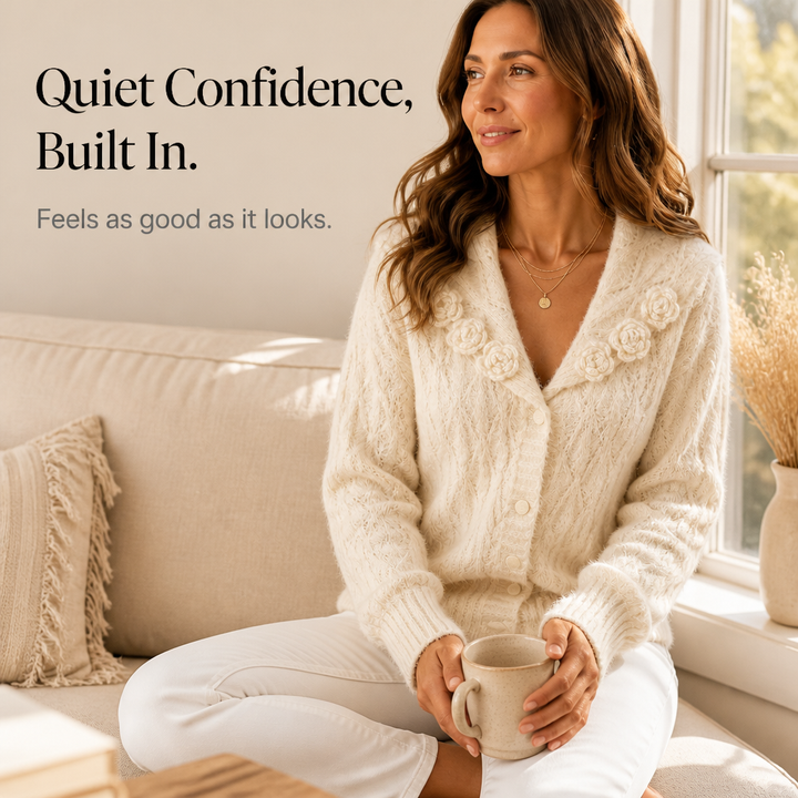 Florabelle Knit – Kofta w blommig mönster 3D z dzianiny