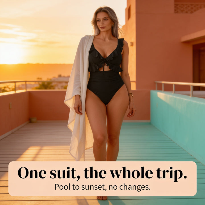 Curvella – Jednoczęściowy Outfit Kąpielowy, Som Pomija Sprawdzanie w Lustrze