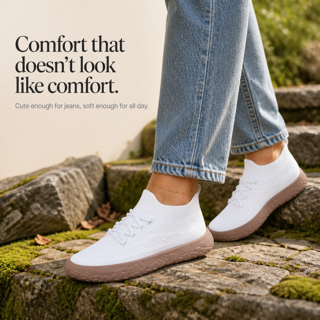 Cloudstep – Sneakers Slip-On z Elastycznym Kołnierzem z Dzianiny