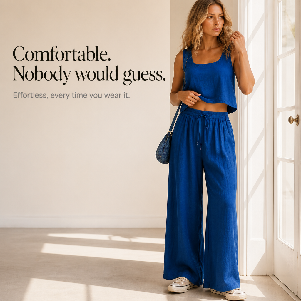 Crinklewear – Set topu i szerokich byxor