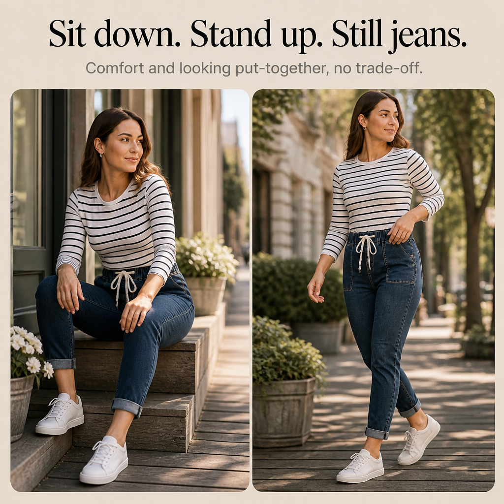 Wearbella – Jeans z elastycznym paskiem i snöre ściągającym