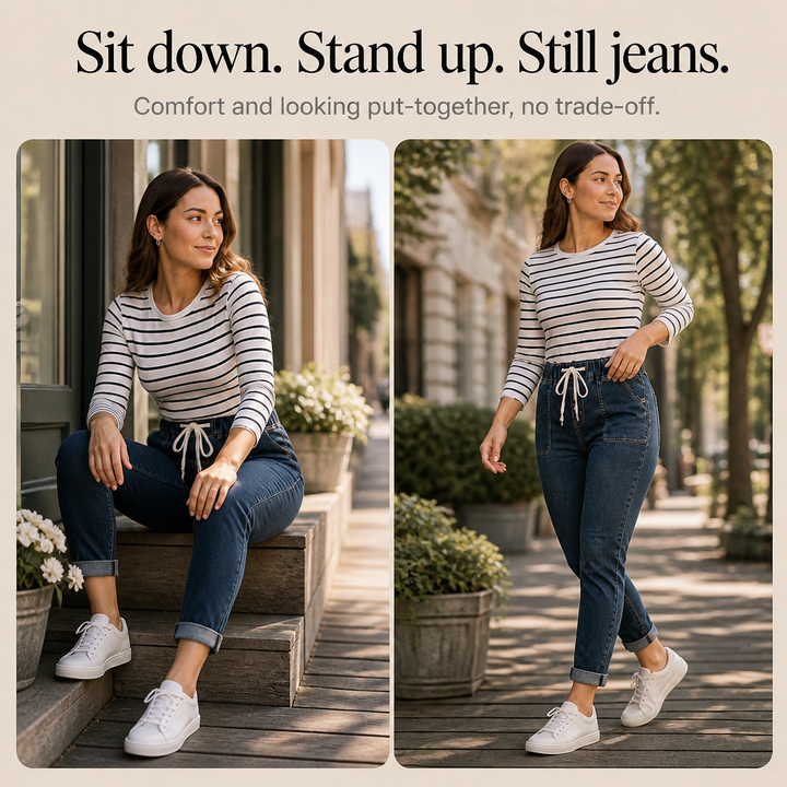 Wearbella – Jeans z elastycznym paskiem i snöre ściągającym