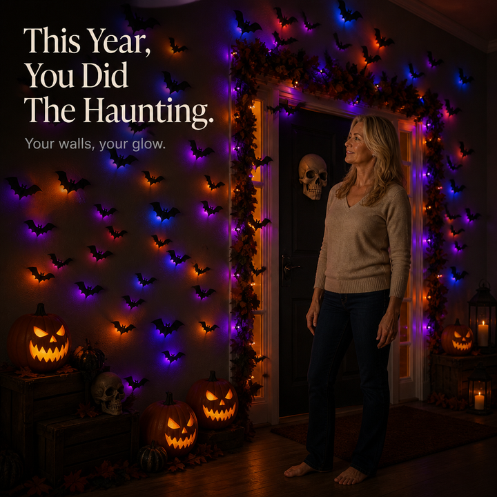 Hauntlow – Hopfällbara LED Świecące Nietoperze på Halloween (36 szt.)