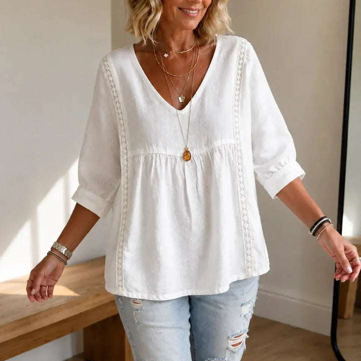 Liorelle – Blus Babydoll z Koronkowym Finish i Urringning w V-ringning för kvinnor