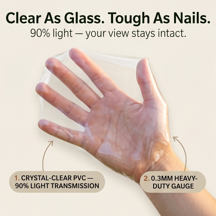 Clearvana – Transparent, wytrzyLiten tarp på patio