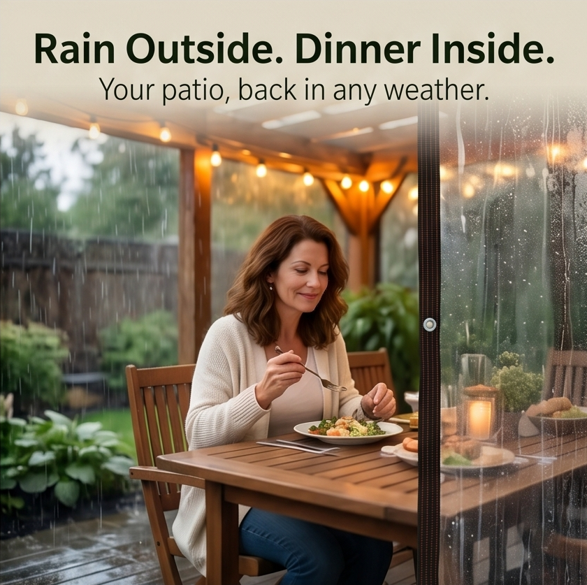 Clearvana – Transparent, wytrzyLiten tarp på patio