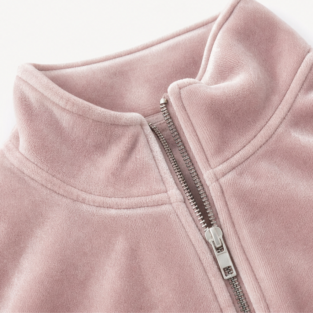 Wearbella – Pulower z połową zamka i kołnierzem typu funnel z weluru