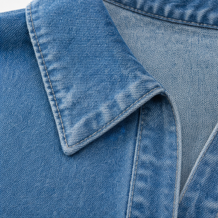 Denimelle – Tunika z denimu z mjuk praniem i ręKaffemi typu batwing