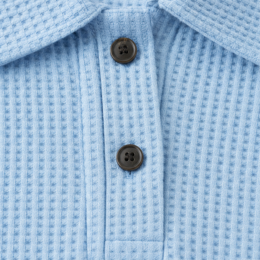 Waffield – Blus polo z dzianiny waffle z otwartym kołnierzem