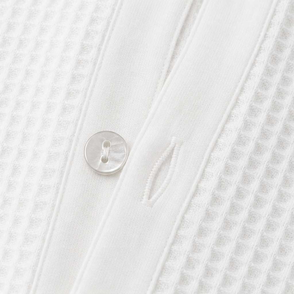 Wearbella – Tröja z kołnierzykiem i guzikiem z dzianiny waffle