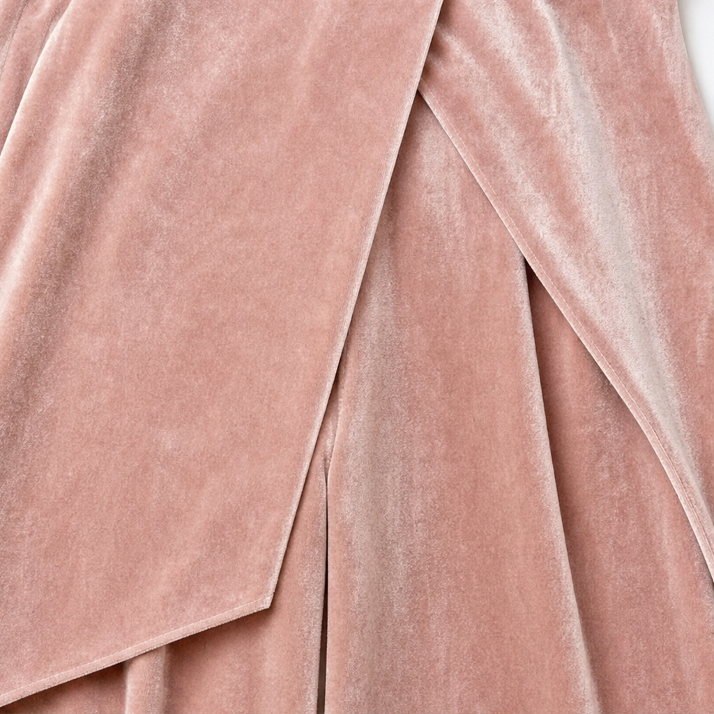Draperie – Asymetryczny Set Welurowy z Górą i Spodniami