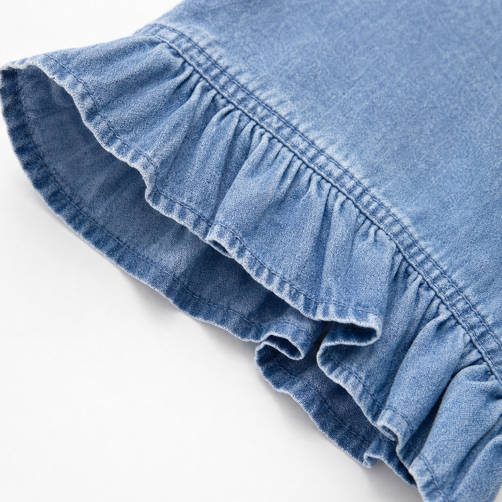 Ruffledenim – Kofta z finish falbaną w stilu dżinsowym, otwarty framtill