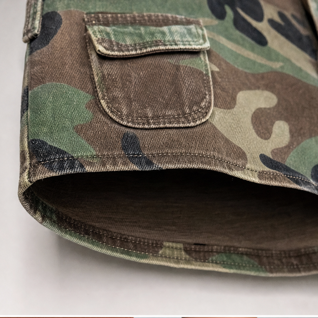 Camo Muse – Retro Kamuflażowe Jeansy z Vida ben