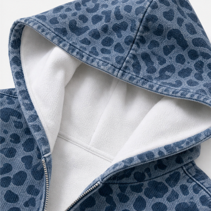 Wearluxe – Tröja z kapturem z nadrukiem w leopardmönster