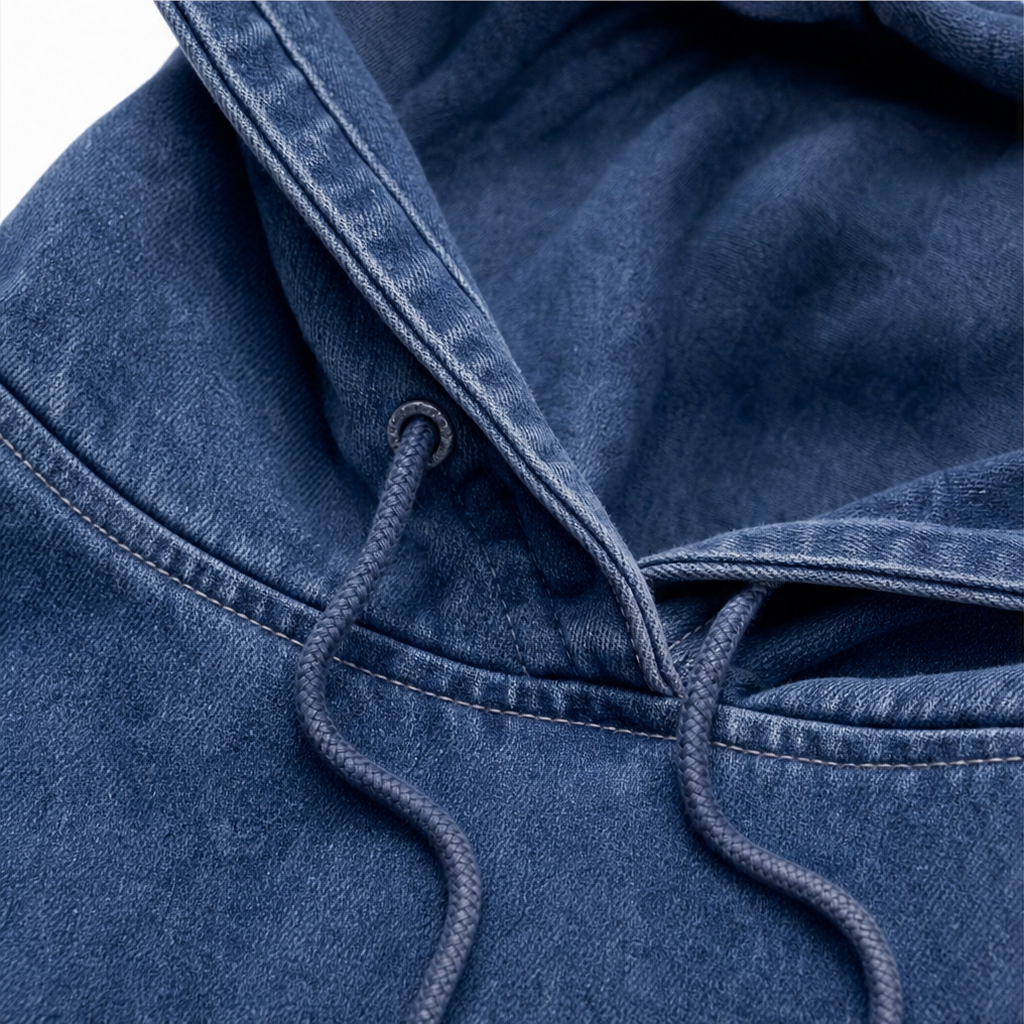 Denim Ease – Przeciętny, Przeciętny Kaptur w Stilu Dżinsowym