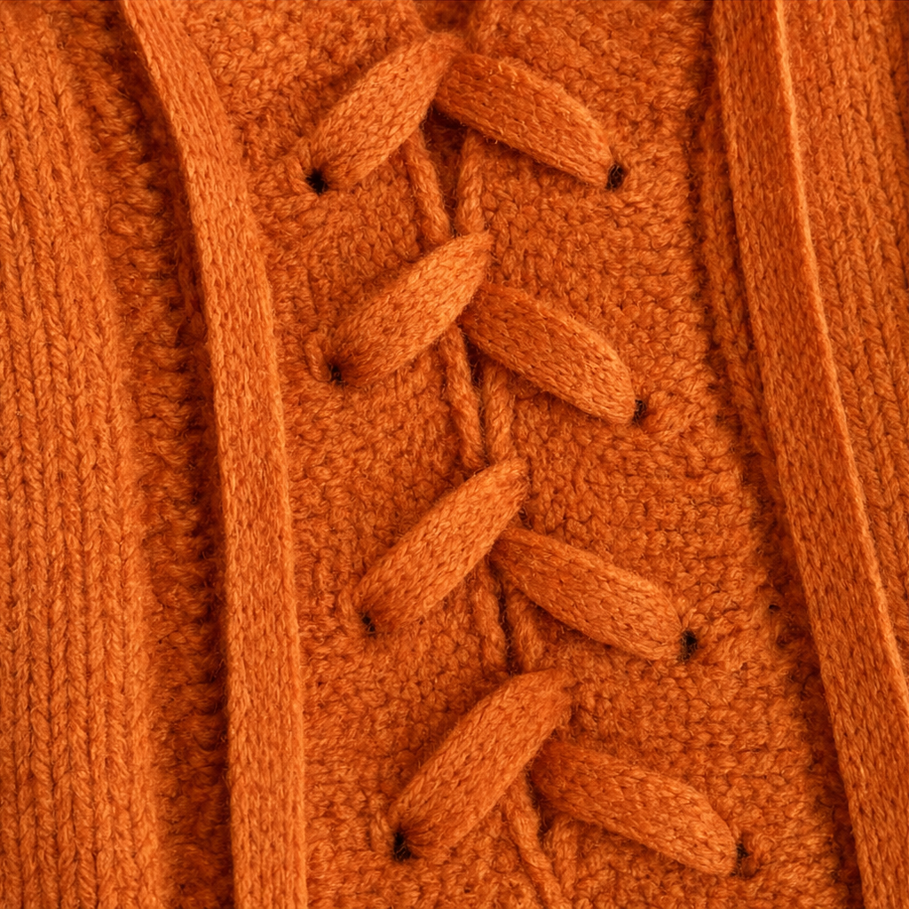 Lunarknit – Tröja z kapturem i wiązaniem i form av litery V