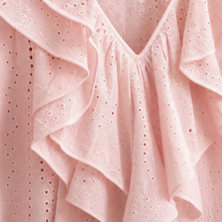 Wearbella – Blus z falbanami i urringning w v-ringning, lång ärm