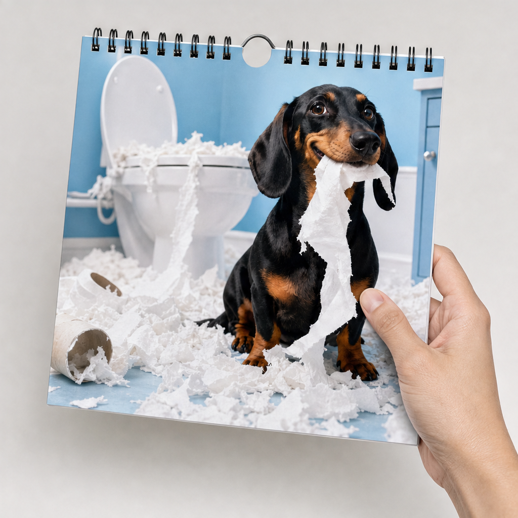 Dapper Dachshunds – Śmieszny kalendarz vägg z dachshundami