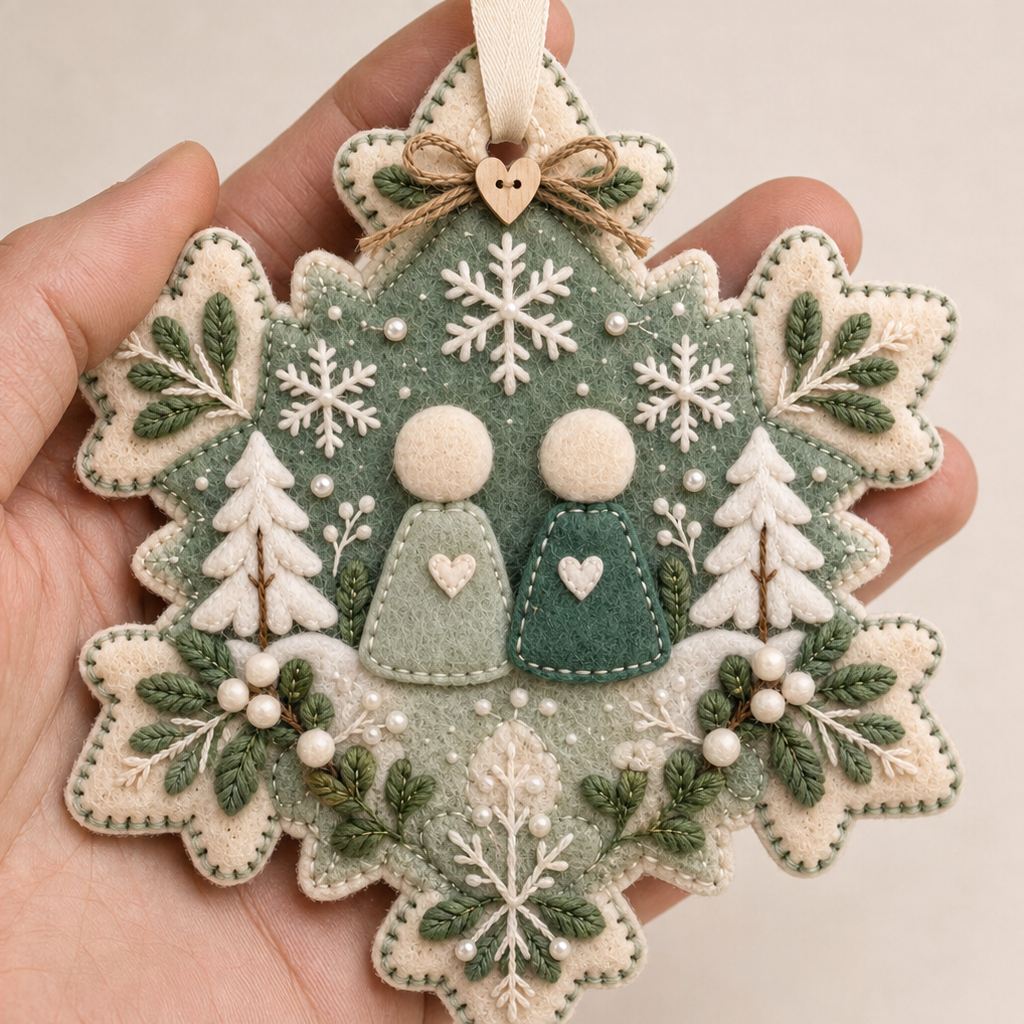 Heartfelt – Warstwowy filcowy ornament "Dziękuję"