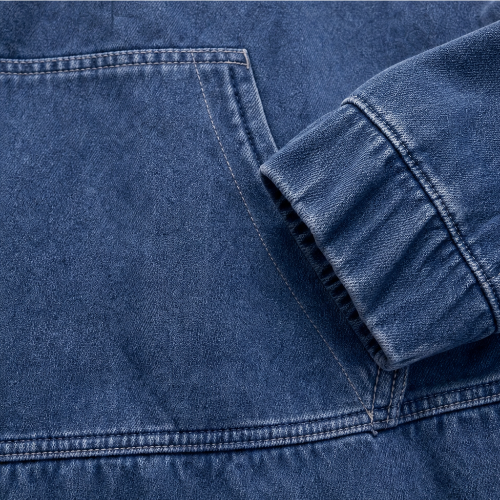 Denim Ease – Przeciętny, Przeciętny Kaptur w Stilu Dżinsowym
