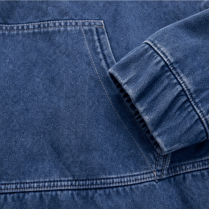 Denim Ease – Przeciętny, Przeciętny Kaptur w Stilu Dżinsowym