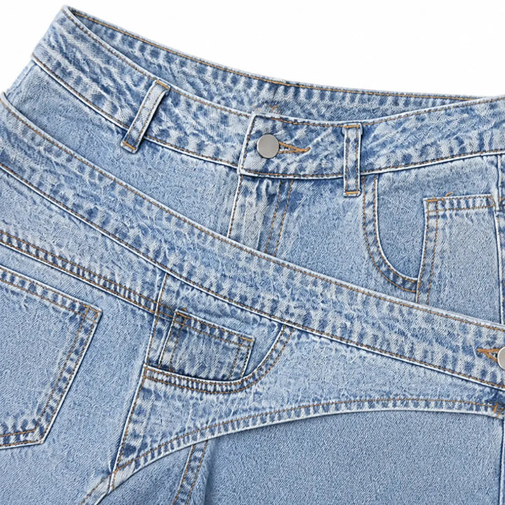 Vellara – Asymetryczne jeans z vida ben i wiązaniem w midja