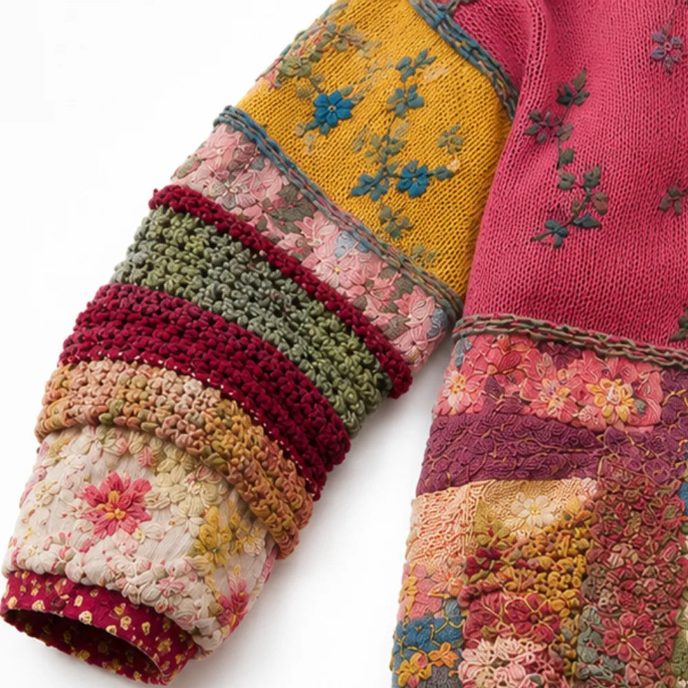 Solenne – Blommig Kofta Boho w Stilu Patchwork