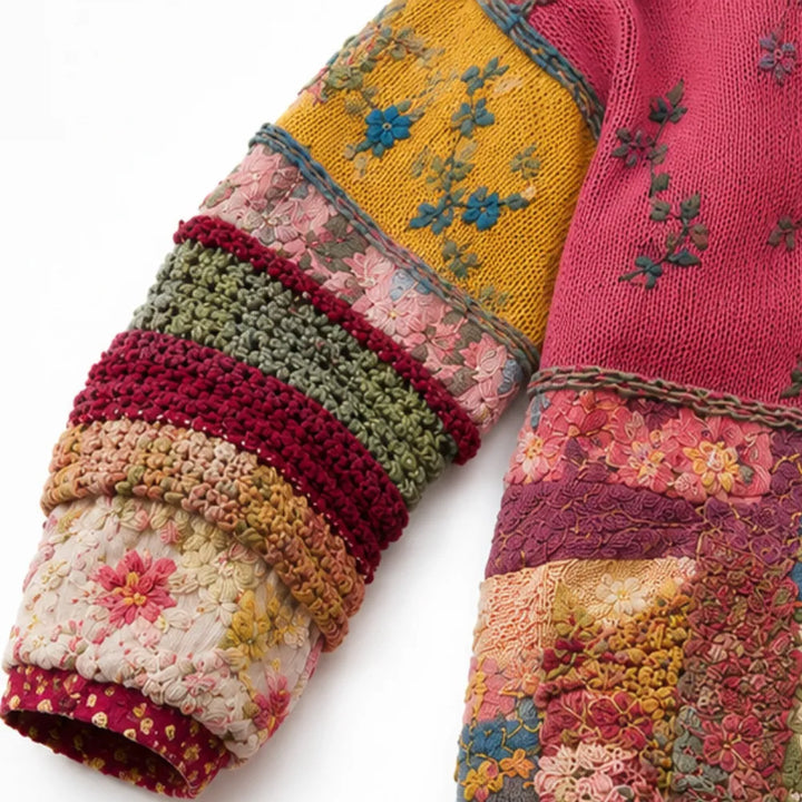Solenne – Blommig Kofta Boho w Stilu Patchwork