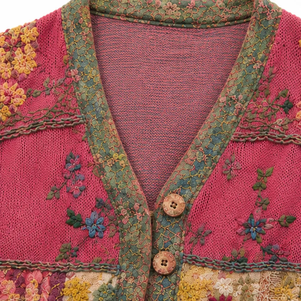 Solenne – Blommig Kofta Boho w Stilu Patchwork