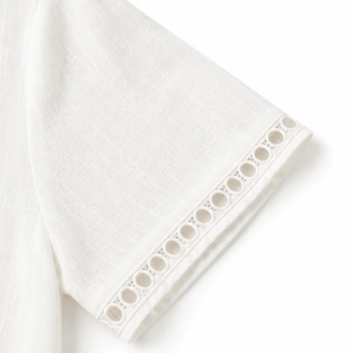 Marellia – Boho Tunika z Otworami för kvinnor, Lös Passform, Kort Ärm, Sommar Blus