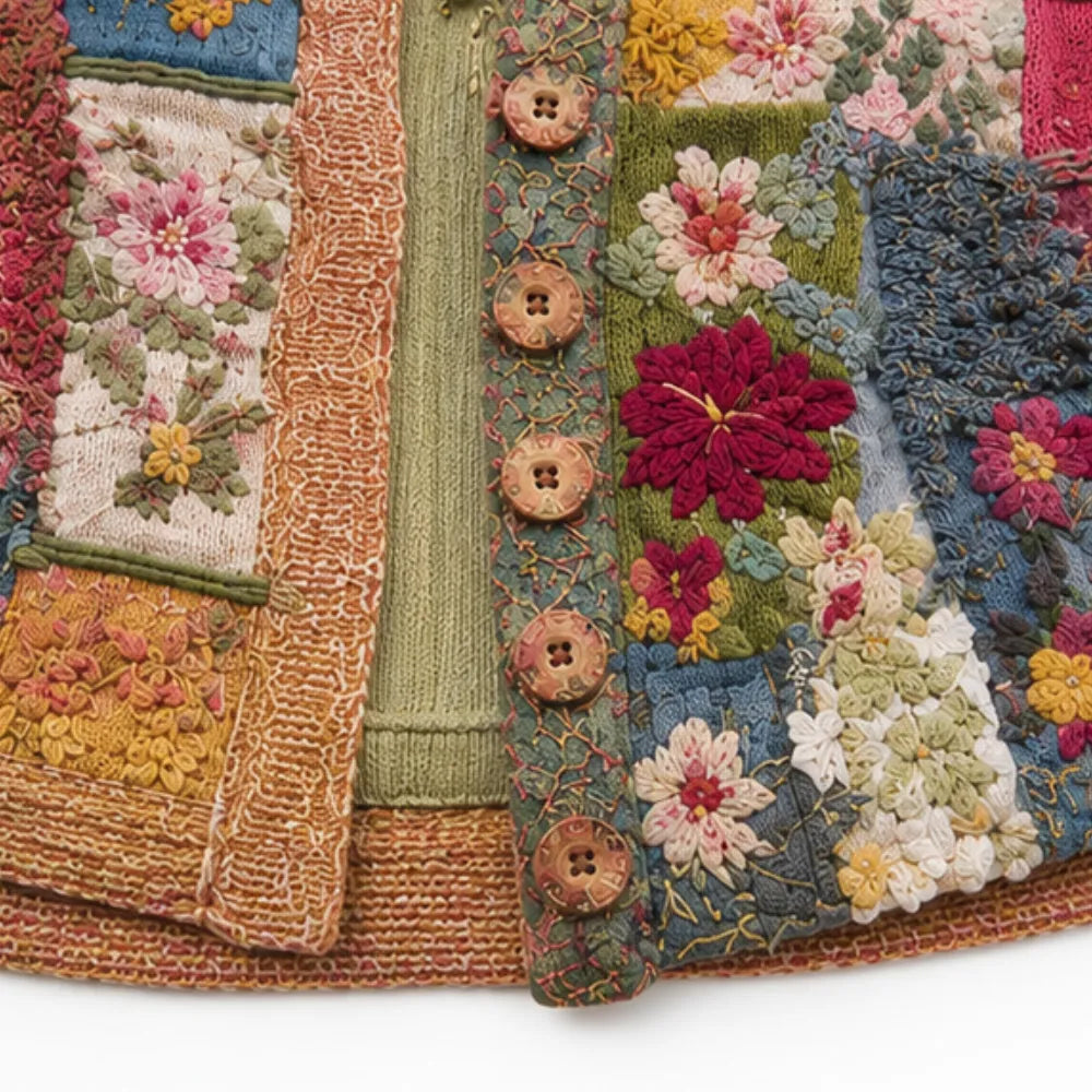 Solenne – Blommig Kofta Boho w Stilu Patchwork
