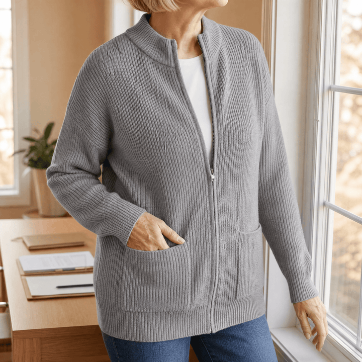 Covena – Mjuk tröja med dragkedja i kieszeniami