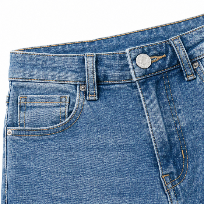 Cuffova – Dam jeansy capri med hög midja i mankietami