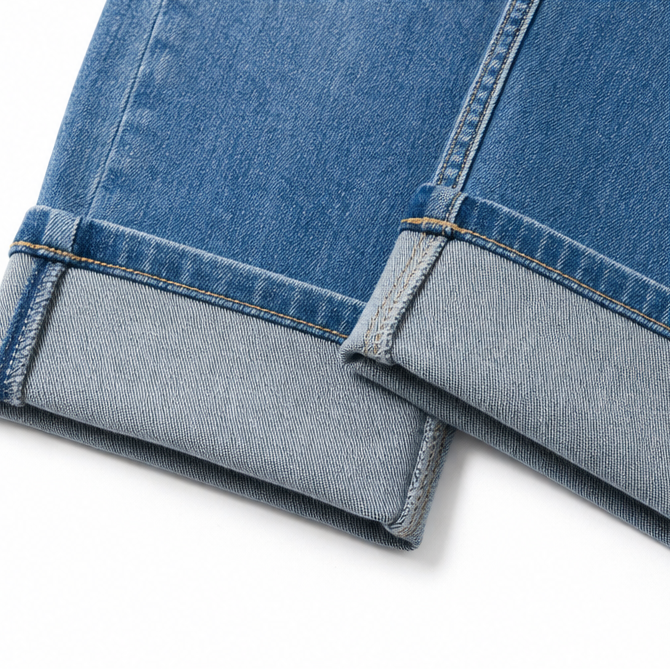 Cuffova – Dam jeansy capri med hög midja i mankietami