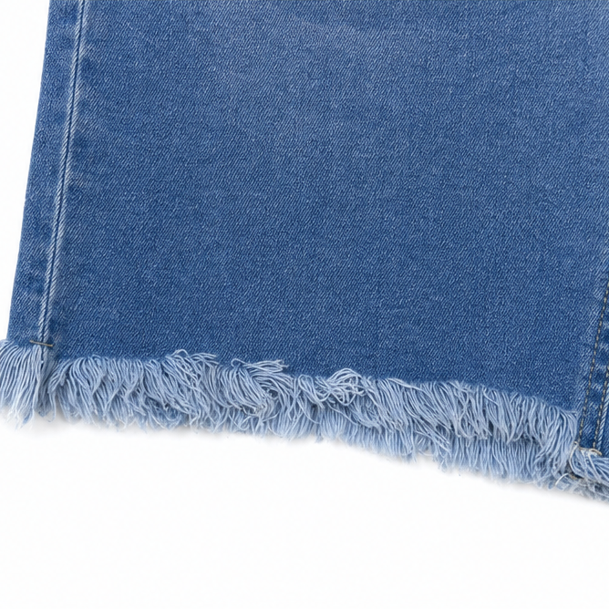 Denimly – Shorts Bermudy med hög midja i postrzępionym dołem z stretchu