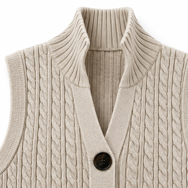 Elara Knit – Lång Kamizelka w Stilu Splotu Kablowego