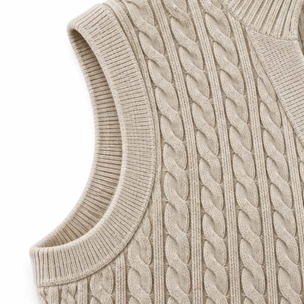 Elara Knit – Lång Kamizelka w Stilu Splotu Kablowego