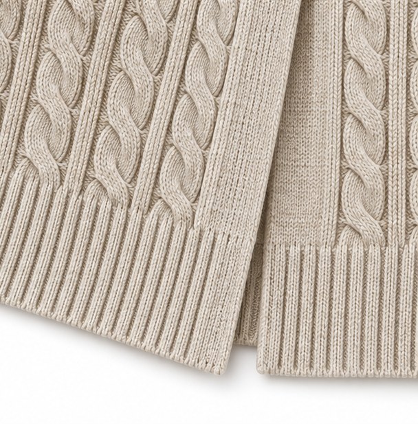 Elara Knit – Lång Kamizelka w Stilu Splotu Kablowego