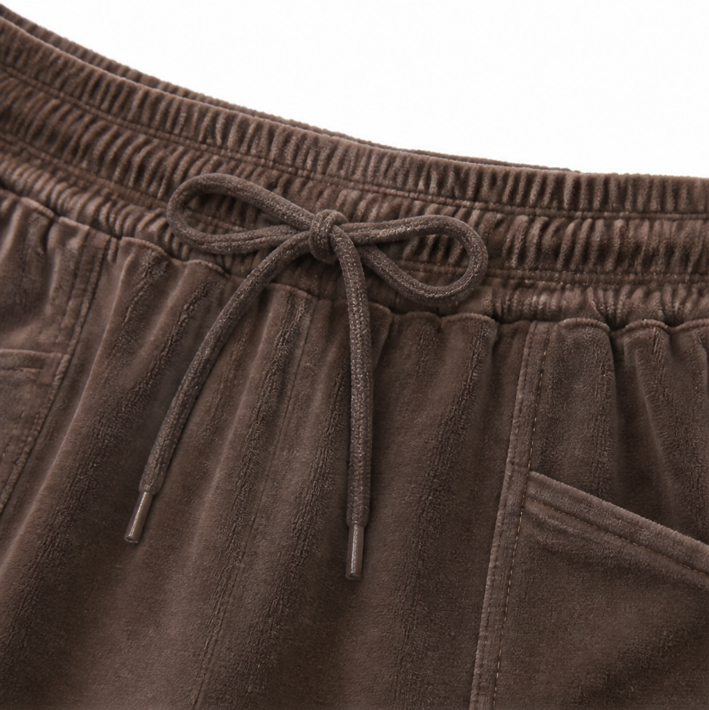 Draperie – Breda Byxor z Snöre z Rybkowego Weluru