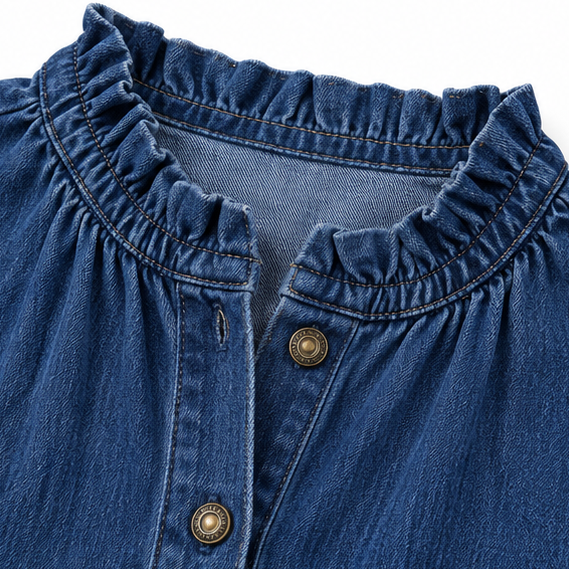 Wearbella – Blus z falbanami i stójką, wyglądająca hur dżins
