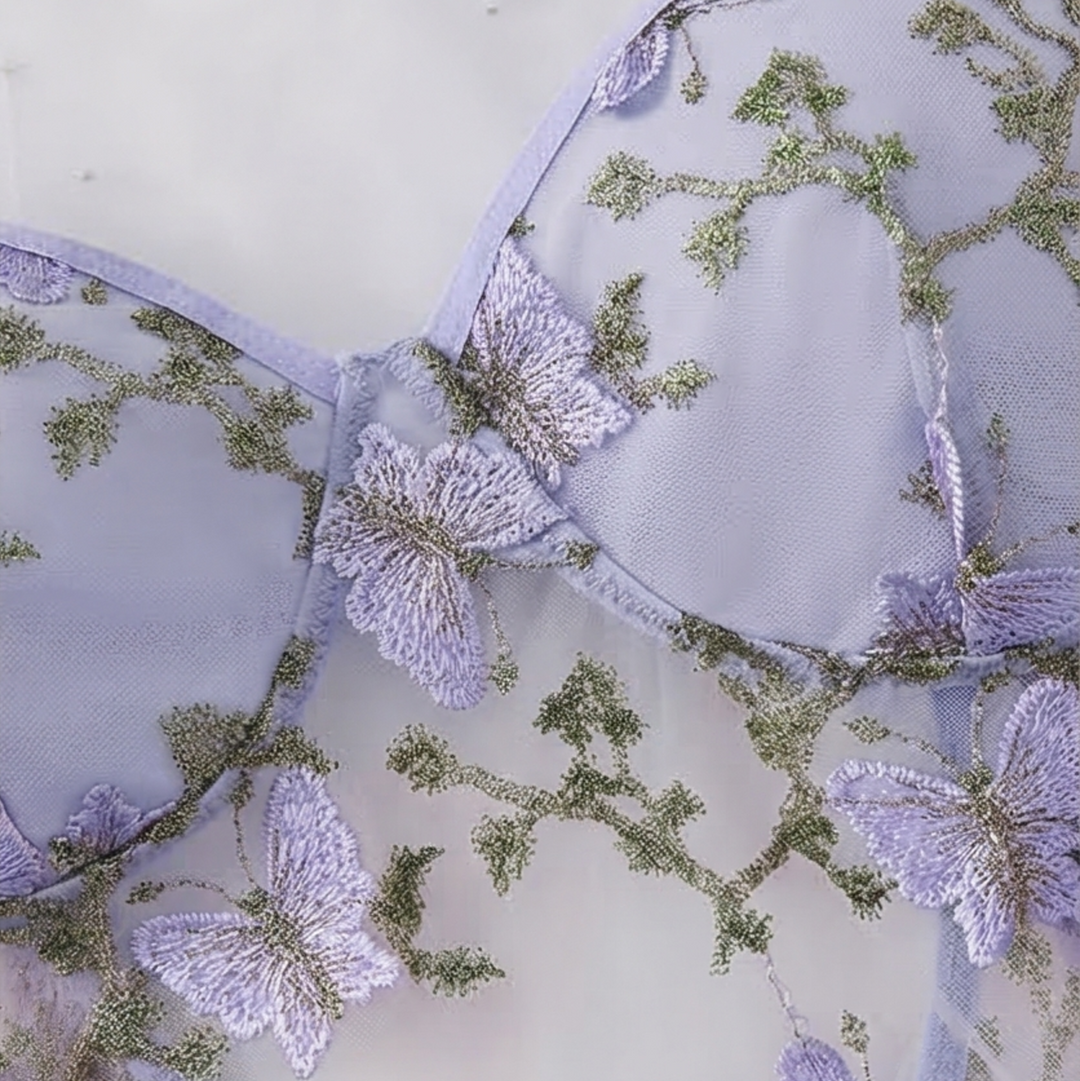 Papielle - Set Nocnej Klänningar z Broderi Motyla