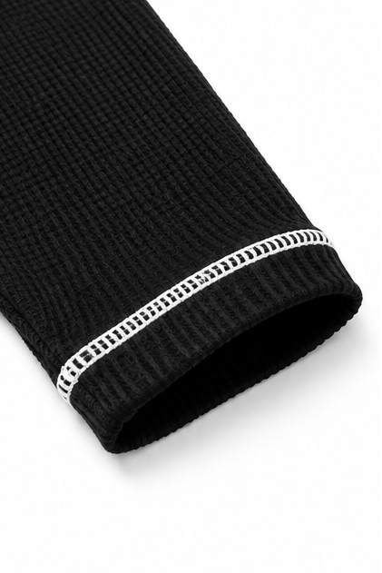 Wearbella – Top Henley z Waffle Knit i Kontrastowymi Szwami