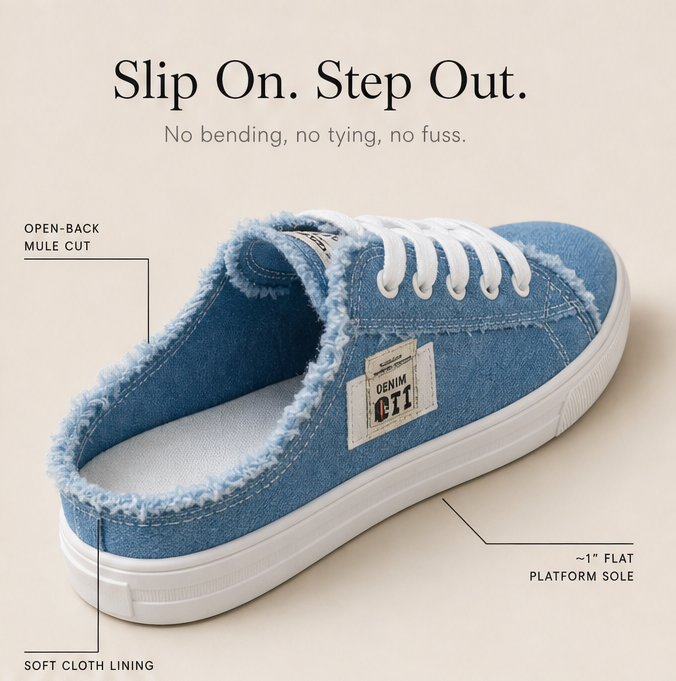 Vellora – Zniszczone Denim Sneakers Slip-On