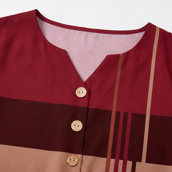 Wearbella – Lös blus z färgowymi blokami i zaokrąglonym dołem