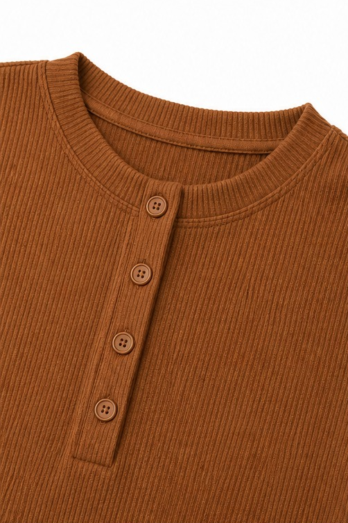 Corduvie – Koszulka Henley z guzikiem w stilu korduroy